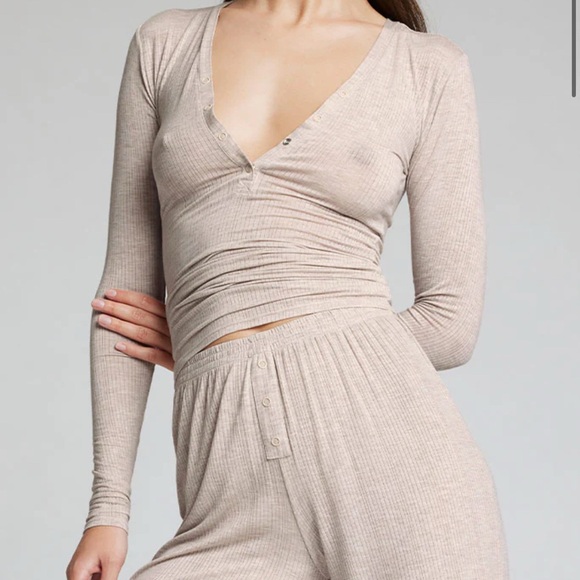 NWT Negative Underwear Whipped Henley Top • Sand • Size S - Picture 3 of 7